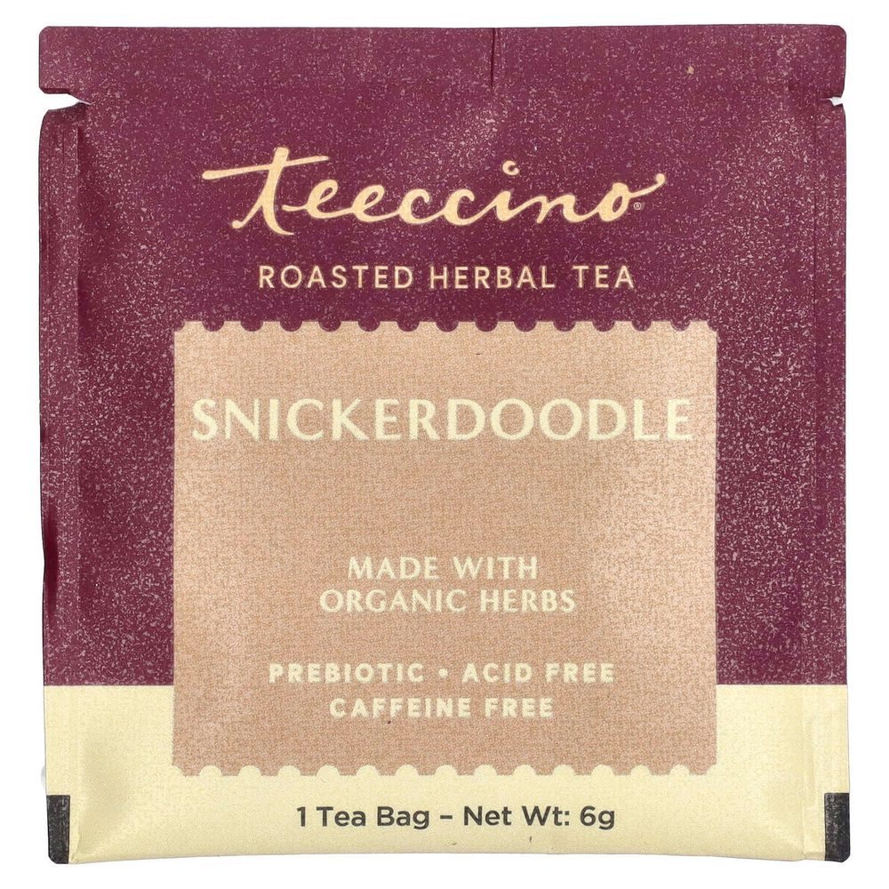 Teeccino, Жареный травяной чай, Snickerdoodle, без кофеина, 10 чайных пакетиков, 60 г (2,12 унции)
