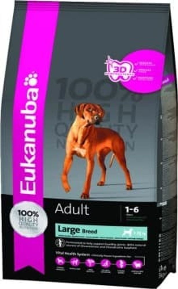 EUK Dog корм для взрослых собак крупных пород 15 кг