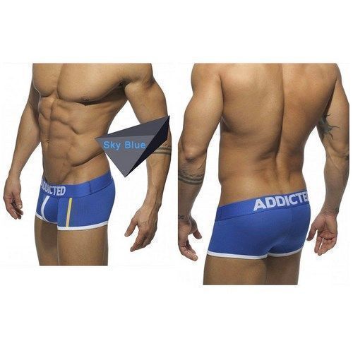 Мужские трусы хипсы голубые с белой полоской посередине Addicted BRIEF BLUE