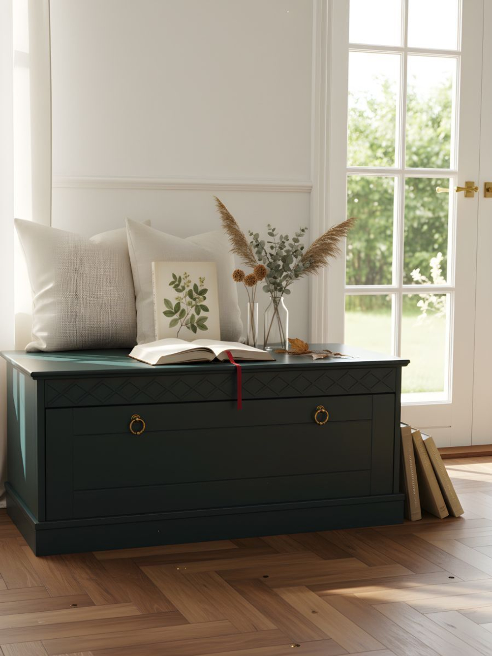 Сундук в прихожую Индра, 91х40х41.5, из МДФ, изумруд, Dipriz