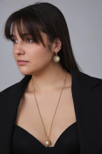 Серьги "Милора" круглые с цирконами, оттенок золото