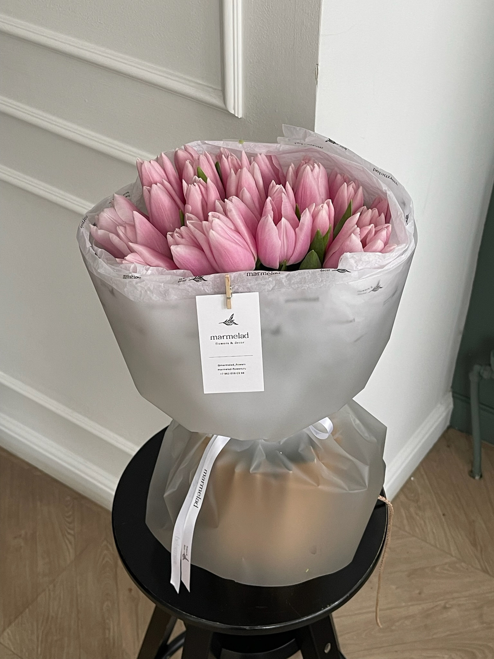 Букет из 25-ти нежно-розовых тюльпанов - нет в наличии