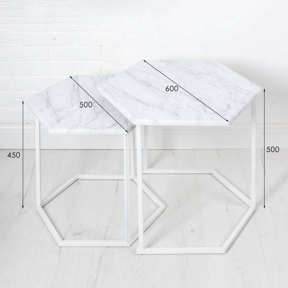 Стол журнальный МеталлАрт М003 белый мрамор/белый