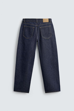 ZARA ДЖИНСЫ STRAIGHT ДЛИНОЙ ДО ЩИКОЛОТКИ SELVEDGE, СИНИЙ