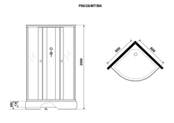 Душевая кабина Niagara (Ниагара) Promo P80/26/MT/BK со средним поддоном, 80х80х195