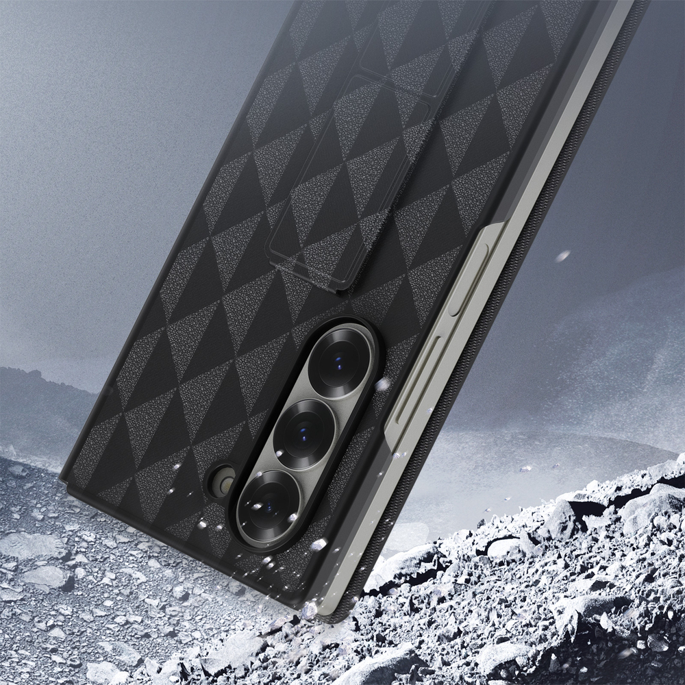Складной чехол черного цвета с встроенной подставкой от Dux Ducis для Samsung Galaxy Z Fold 6, серия Fitt Series Case