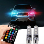 Светодиодная автомобильная лампа T10 W5W RGB. В передние и задние габариты, подсветка номера, подсветка салона. (2 шт. / комплект.) -