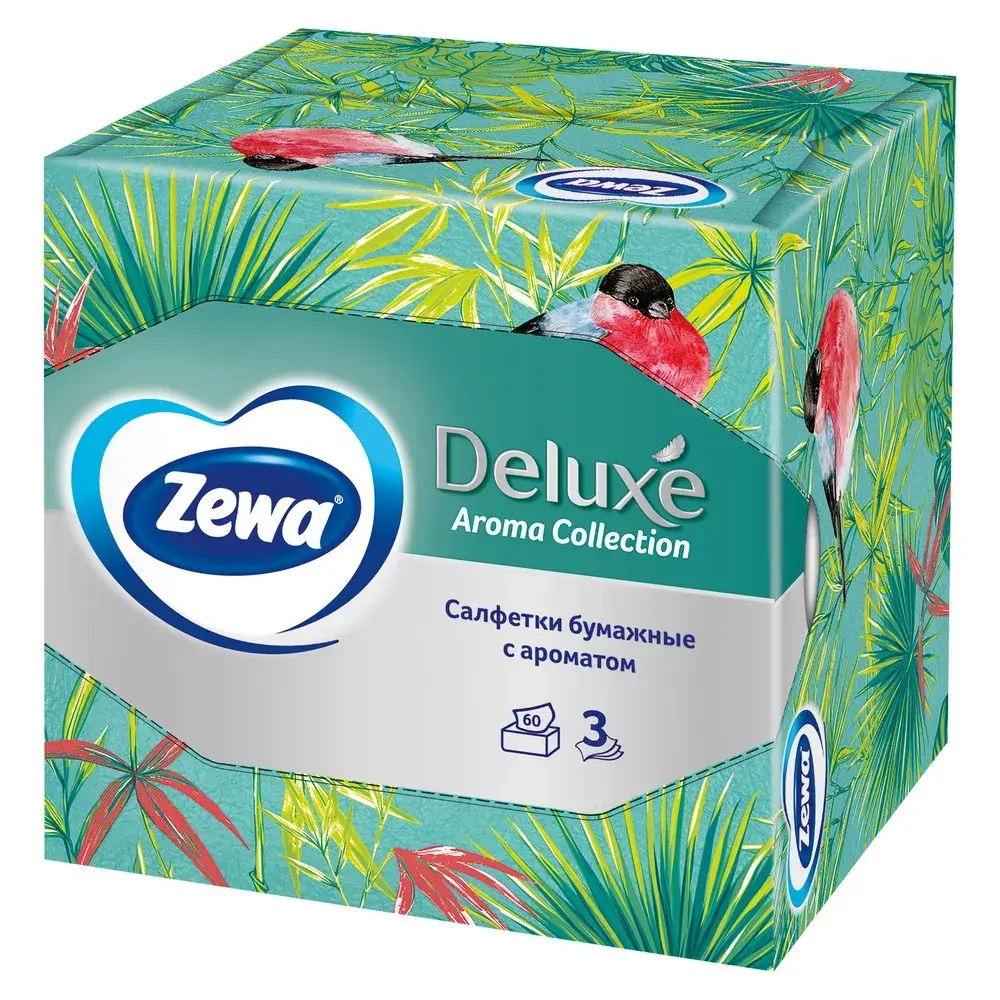 Салфетки бумажные с ароматом 60 шт 3-х слойная Zewa Deluxe