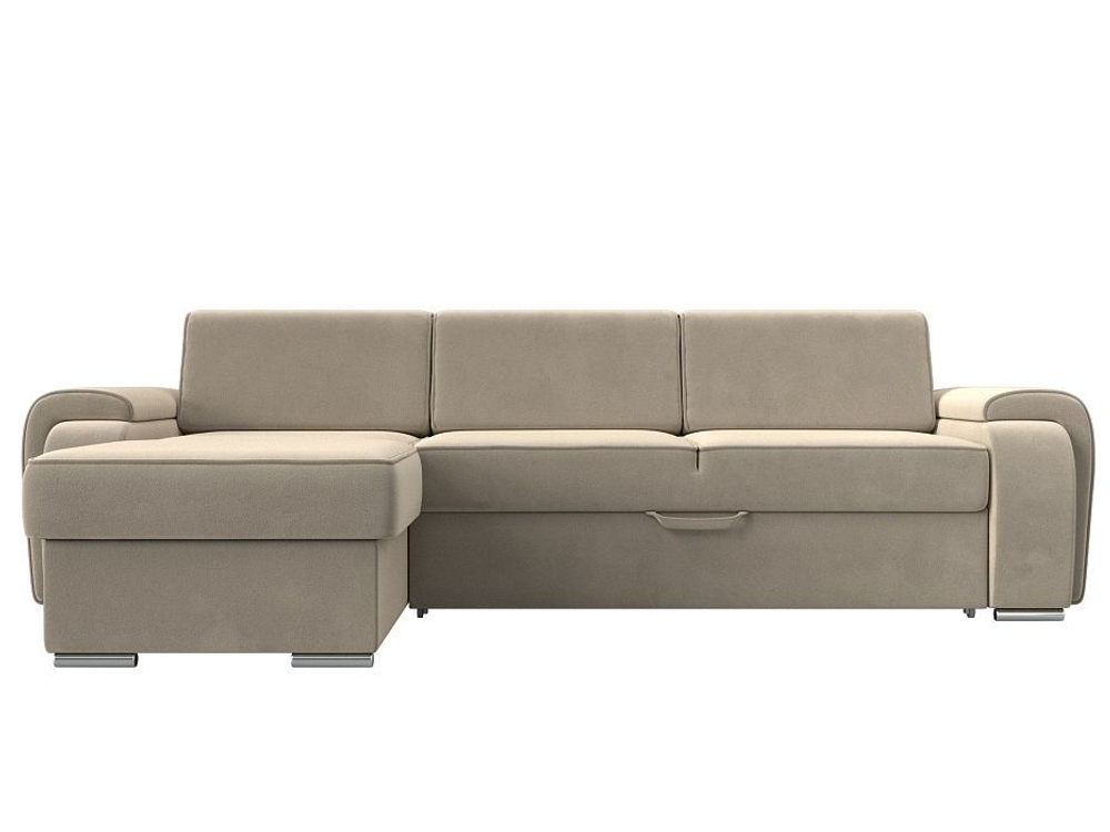 Диван угловой Лига-025 левый угол, Бежевый, Микровельвет, 119242L