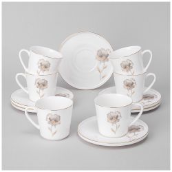 КОФЕЙНЫЙ НАБОР LEFARD "INSPIRATION" ЗОЛОТОЙ ЦВЕТОК НА 6 ПЕР. 12 ПР. 220 МЛ (КОР=4НАБ.)