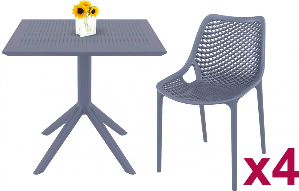 Комплект пластиковой мебели Siesta Contract Sky 80 Air, темно-серый