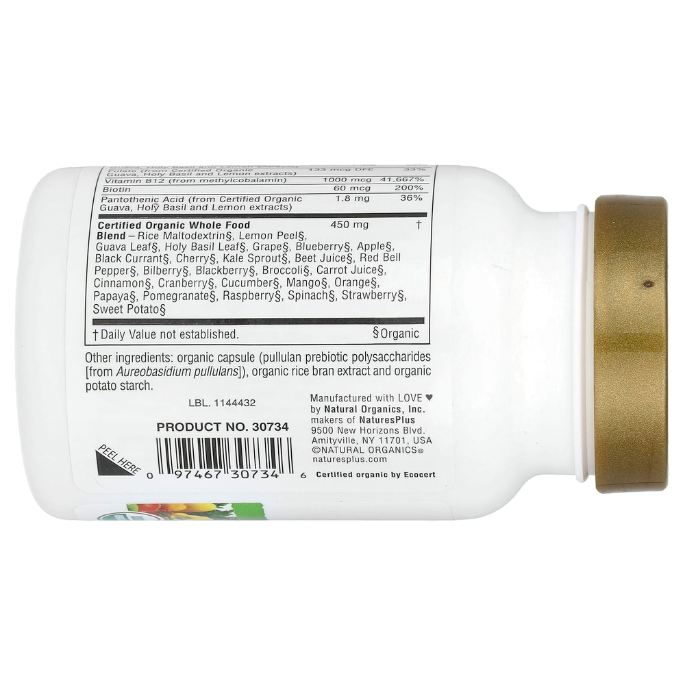 NaturesPlus, Source of Life® Garden, сертифицированный органический витамин B12, 60 веганских капсул
