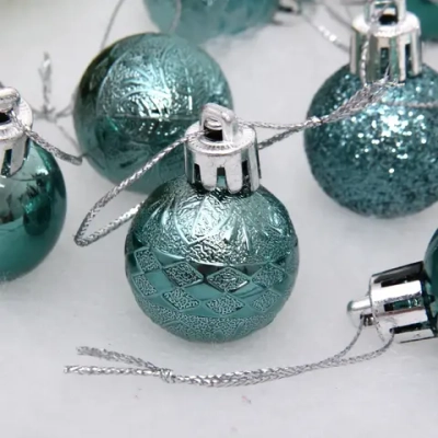 Новогодние шары 3 см (набор 9 шт) «Микс фактур», темный нефрит