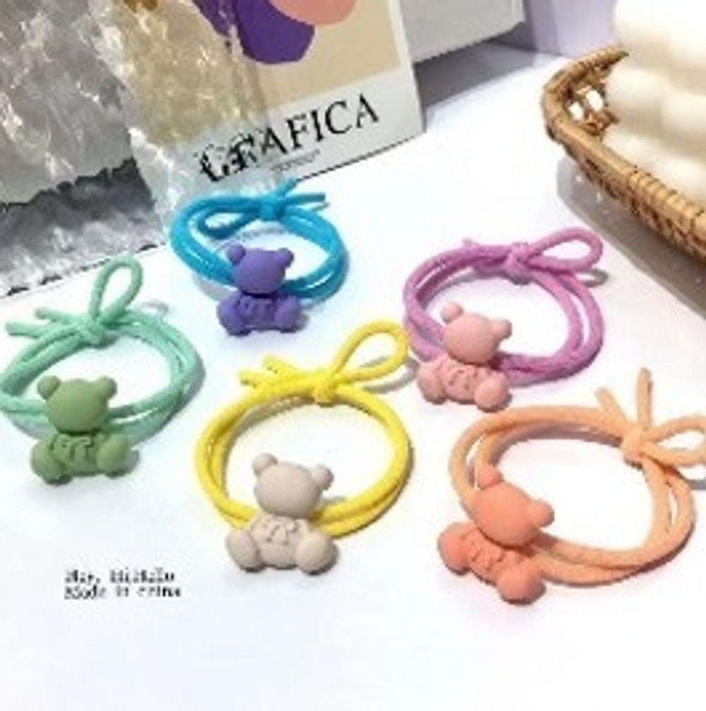 Резинки для волос детские 2шт «МЯТНЫЙ БУМ», мишки, микс 5 цветов, d-5.5см (Кокетка)