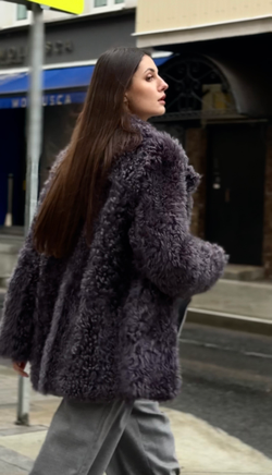 Дубленка двусторонняя "Серый сапфир "