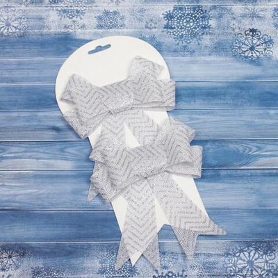 Бант на ёлку "Вошебный день" 14*17 см (набор 2 шт), Белый (Серпантин)