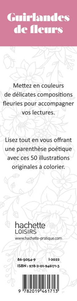 Hachette/ раскраска по номерам/ Marque-pages Guirlandes de fleurs