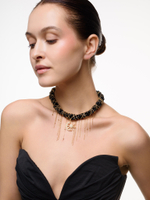 Колье "Sun And Moon" из черного агата Gold