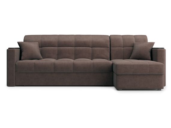 Диван угловой с оттоманкой Неаполь 1,6 - Velutto 23 шоколад/накладка венге