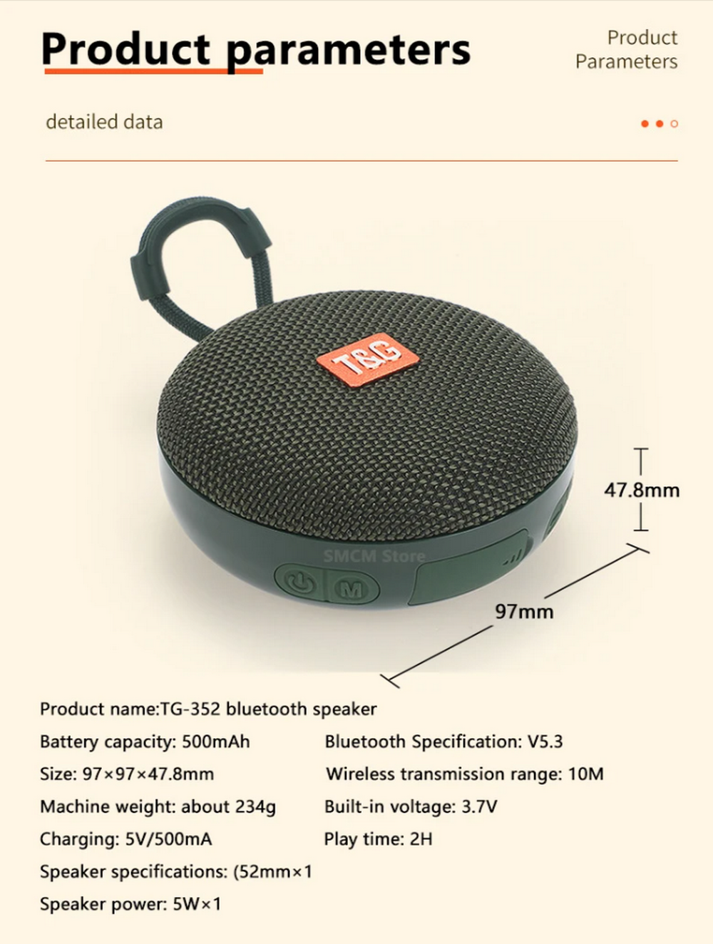 Беспроводная колонка TG-352 (5W/TF/FM)