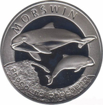 20 злотых Морская свинья (животный мир) 2004 год, Польша. Серебро. PROOF