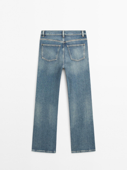 Massimo Dutti Расклешенные джинсы с высокой посадкой, голубой