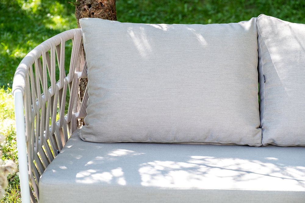 "Форли" лаунж-зона 4-местная плетеная из роупа (веревки), каркас алюминиевый светло-серый, роуп серо-коричневый