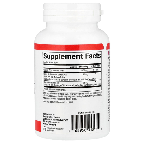 Natural Factors, витамин C, медленное высвобождение, 1000 мг, 90 таблеток