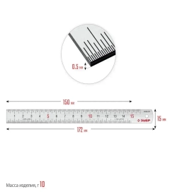 ЗУБР / 15см, усиленная нержавеющая линейка