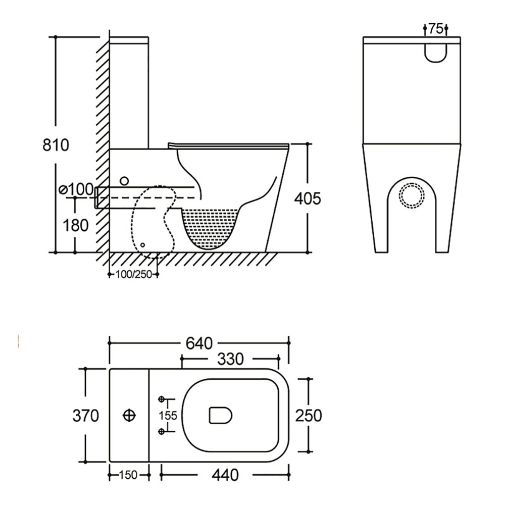 Унитаз-компакт Azario Etéreo 640х370х810 напольный, безободковый, система смыва "Скрытое Торнадо", с быстросъемным сиденьем микролифт (AZ-8203)