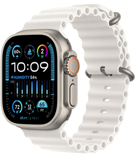 Apple Watch Ultra 2 49mm Titanium Case with White Ocean Band