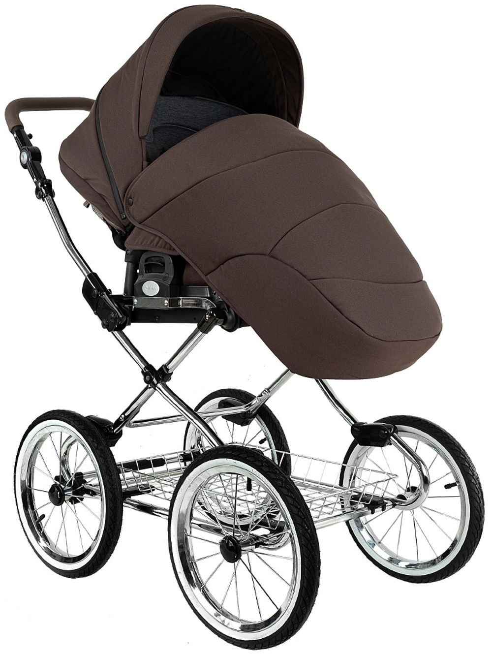Детская коляска Roan Bass Next Classic d14 2.0 3 в 1 с автокреслом Pituso Baesa Pro Black,Beige Canopy BSNC/93/2 Turkish Coffe/Black/руч.Cappuccino