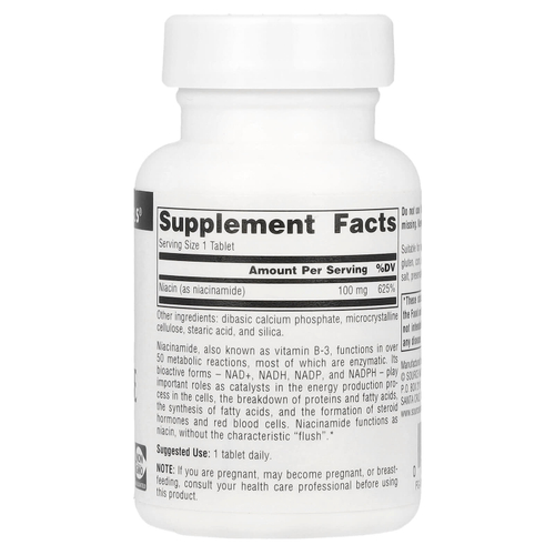 Source Naturals, Ниацинамид B3, 100 мг, 100 таблеток
