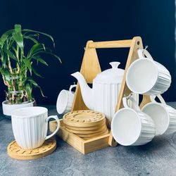 Lenardi 140-026 Чайный сервиз 7пр. на подставке в под.уп.(х6)Фарфор,бамбук