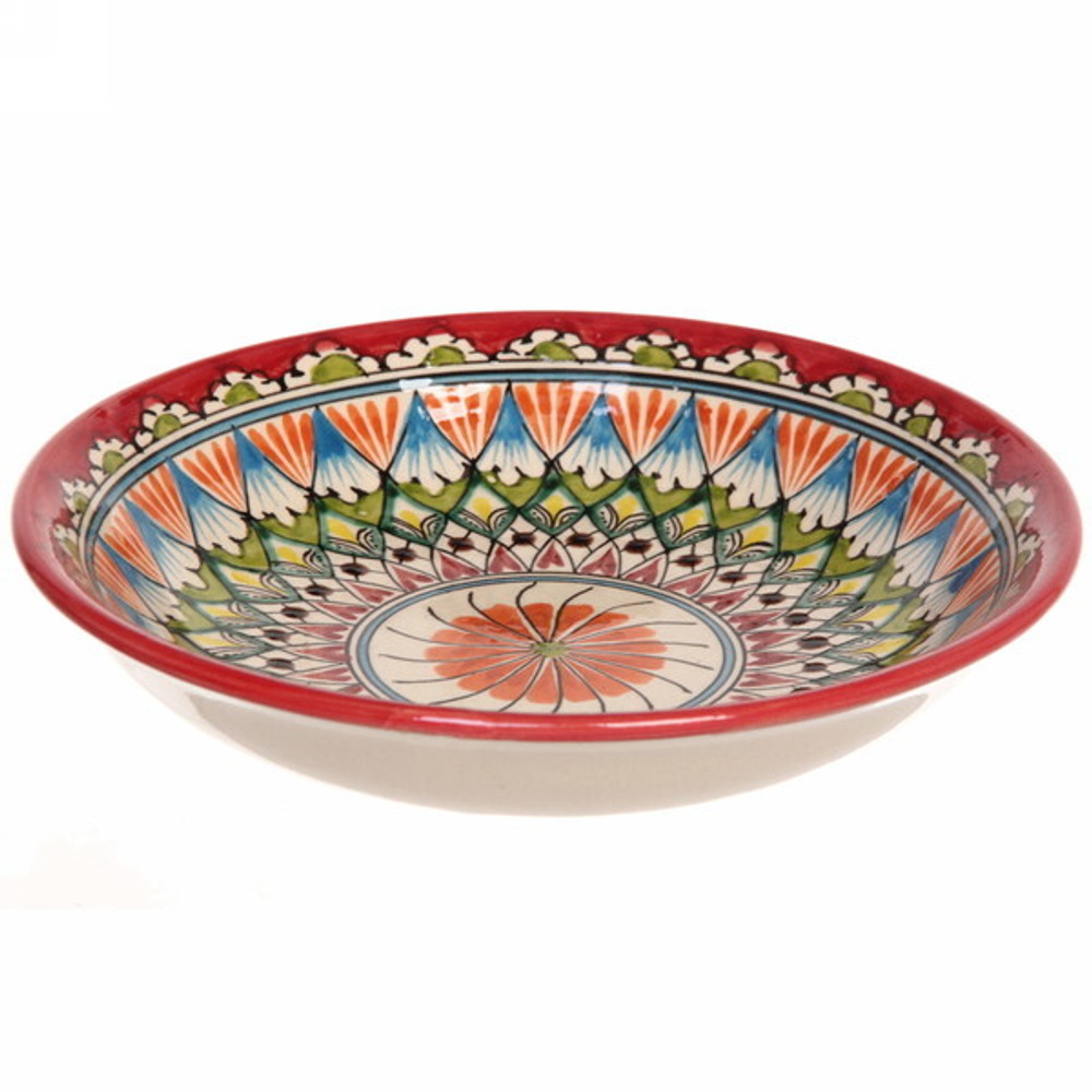 Тарелка глубокая 19*4см синяя Риштанская Керамика