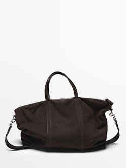 Massimo Dutti Дорожная сумка из замши, коричневый