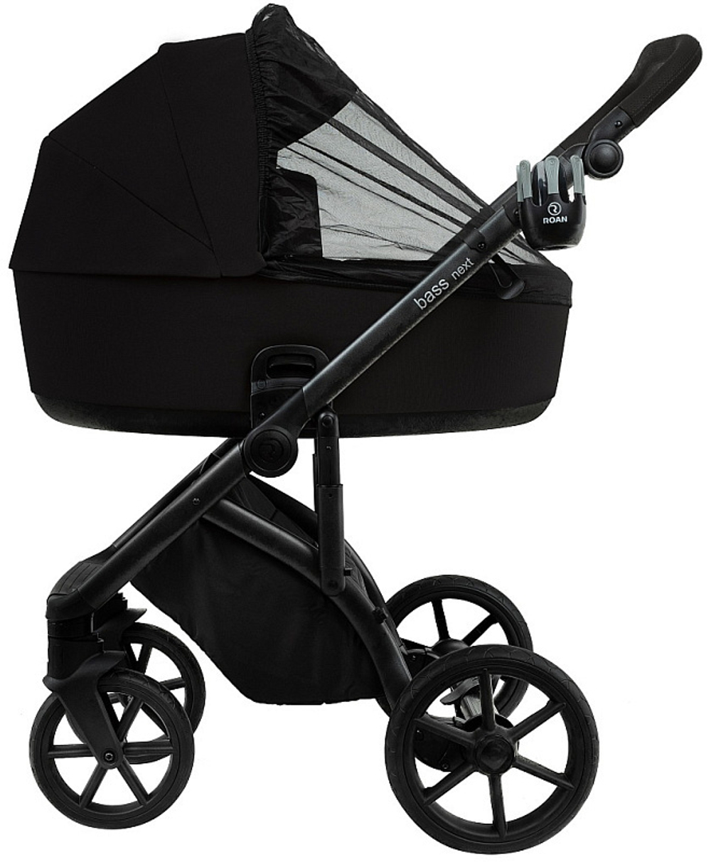 Детская коляска Roan Bass Next 2.0 3 в 1 с автокреслом Tutis Elo Lux EduSky Black BSN/40/2 Caviar Black/Black/руч.Black