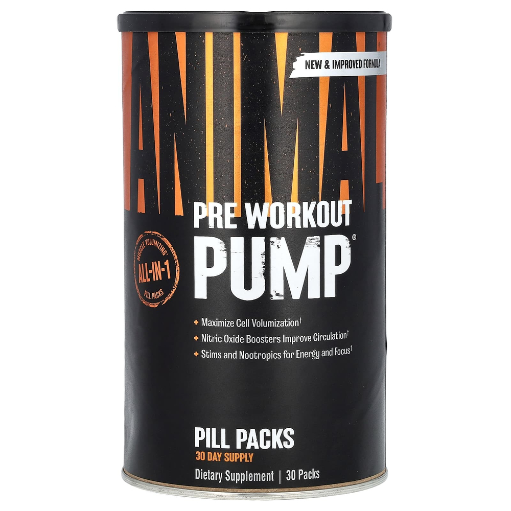 Animal, Pre Workout Pump, предтренировочный комплекс, пакетики с таблетками, 30 пакетиков