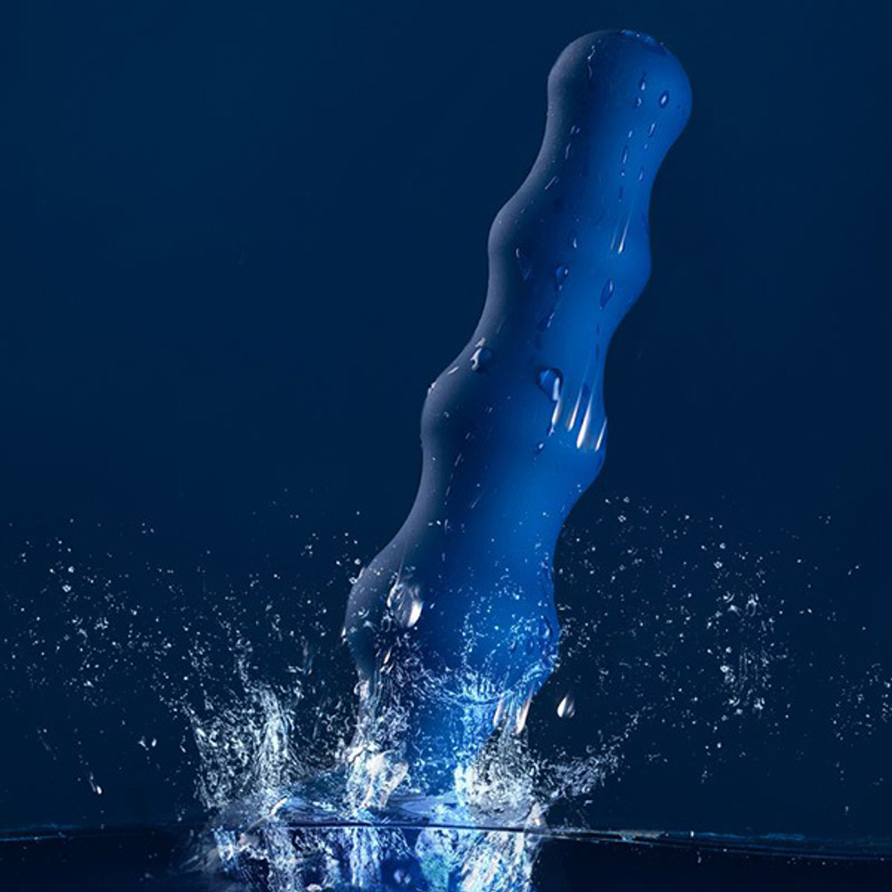 Синяя анальная вибровтулка 15,5см с пультом ДУ ToyFa Oplay Wave 221003