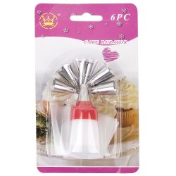 Набор кондитерский: 6 насадок и кондитерский мешок 12*12*25см. (нержавеющая сталь, полипропропилен)