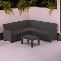 Комплект мебели с угловым диваном под ротанг Калифорния “California“ 188х188 см 5 места без подушек с кофейным столиком
