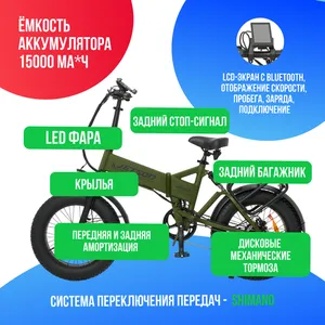 Электровелосипед Jetson GRIZZLY 1200w (48v15ah) - Зелёный фото №3