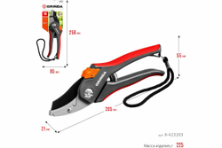 Секатор GRINDA G-28 с двухкомпонентными рукоятками, контактный, 205мм 8-423203_z02