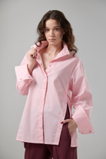 Рубашка оверсайз трансформер розовая