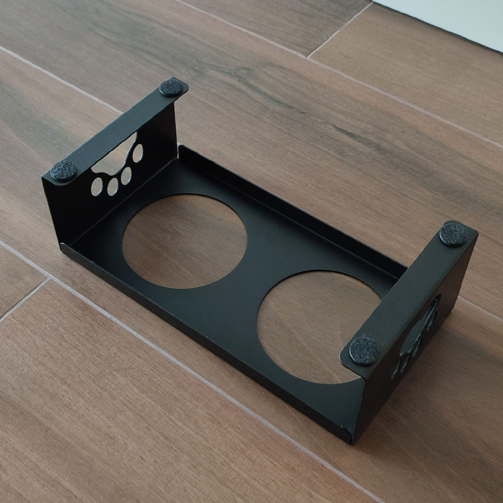 Миска для кошек, миска для собак, на подставке, двойная по 400мл, цвет черный