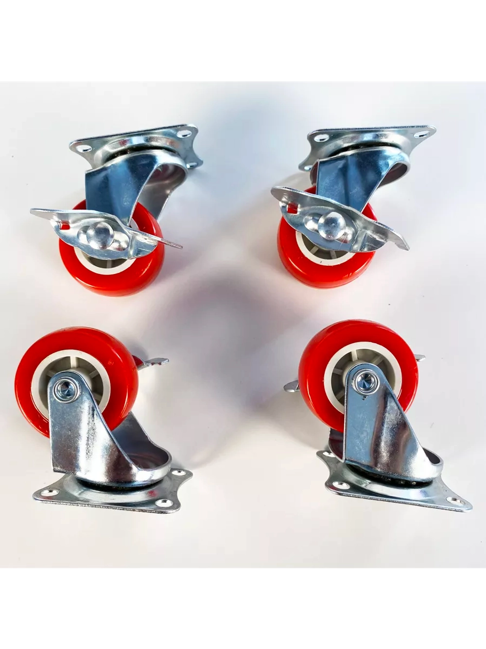 Колесо мебельное с поворотным колесом и тормозом, 4 шт