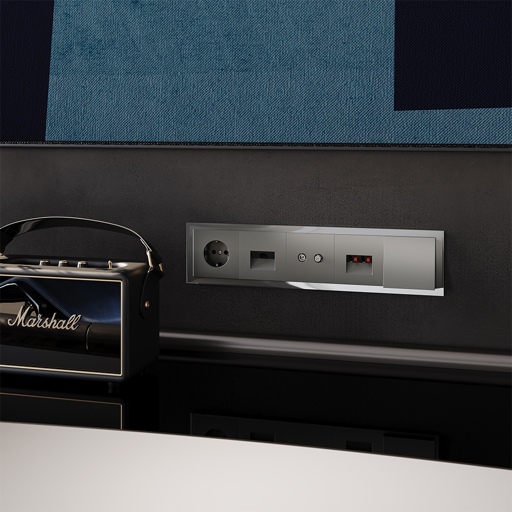 Рамка стеклянная VOLTUM S70 на 5 постов, (титан, стекло)