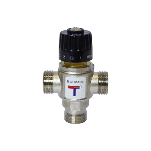 Клапан термосмесительный 1'' нар/нар/нар боковое смешение 20-45 град VRT