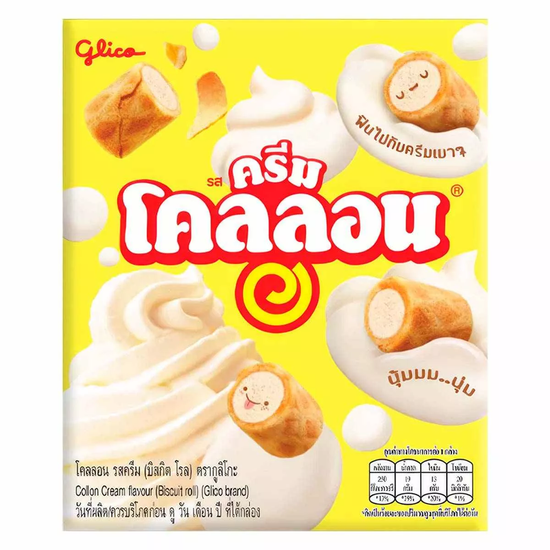 Бисквитные рулетики Glico Collon Cream со вкусом крема, 41 г (Таиланд)