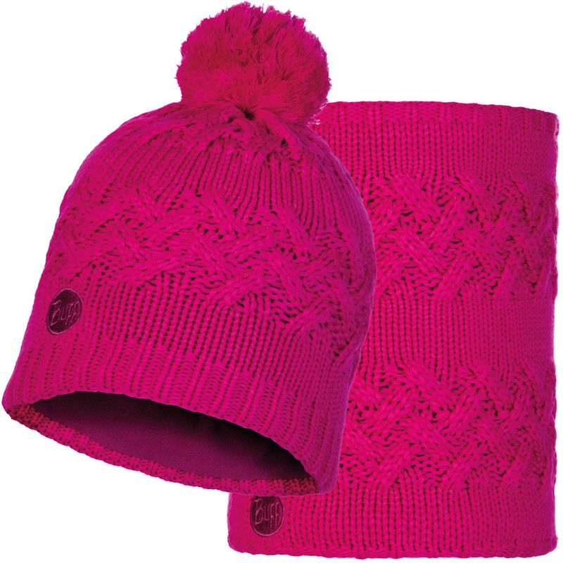 Комплект вязаный шапка-шарф Buff Knitted Polar 	Savva Magenta Фото 1